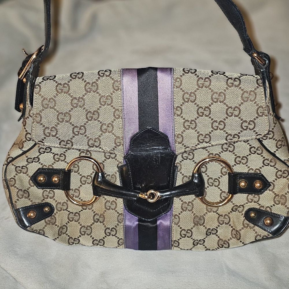 Gucci Horsebit Monogram Shoulder Bag